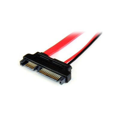 CABLE STARTECH SLIMLINE SATA 13 PIN MACHO - SATA 7+15 PIN HEMBRA, 15CM, ROJO, SLSATAADAP6