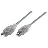 CABLE USB 2.0 MANHATTAN, USB A MACHO - USB B MACHO, 1.8MTS,  PLATA, 333405