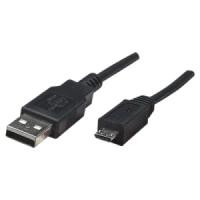 CABLE USB DE ALTA VELOCIDAD PARA DISPOSITIVOS A MACHO / MICRO B MACHO, 0.5 MTS NEGRO
