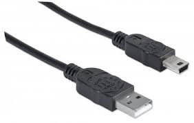 CABLE USB MANHATTAN USB A M - USB MINI B MACHO, V2.0, 1.8M, NEGRO, 333375