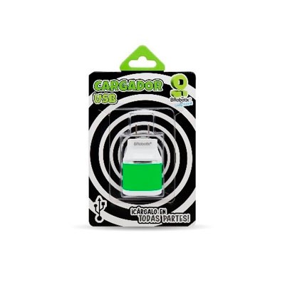 CARGADOR BROBOTIX DE PARED, USB, 2 PUERTOS, 161264V, VERDE