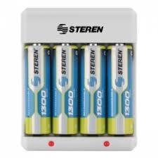 CARGADOR DE BATERIAS STEREN AA Y AAA CON 4 BATERIAS AA CRG-015