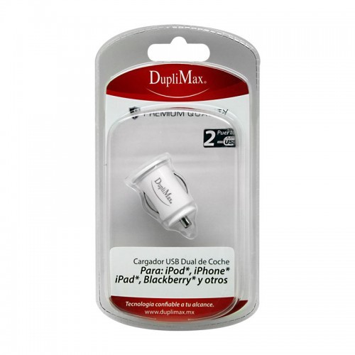 CARGADOR DUPLIMAX P/COCHE USB IPOD/IPHONE/IPAD DUP964