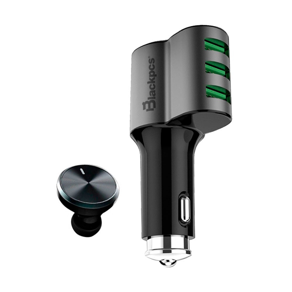 CARGADOR Y MANOS LIBRES BLACKPCS 3 PUERTOS EPI053BT-BL