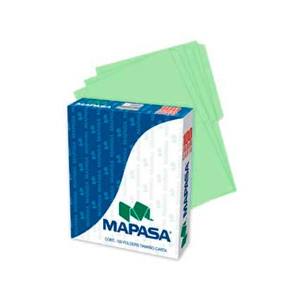 FOLDER MAPASA VERDE CARTA C/100