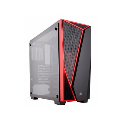 GABINETE CORSAIR CARBIDE SPEC-04, MIDI-TOWER, ATX/MICRO-ATX/MINI-ITX, CON VENTANA, SIN FUENTE, NEGRO/ROJO, CC-9011117-WW