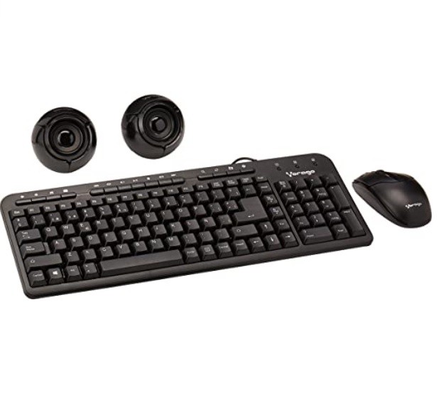 KIT DE TECLADO RATON Y BOCINAS VORAGO KMS-104 ALAMBRICO USB NEGRO