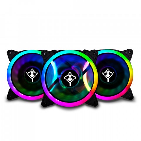KIT DE VENTILADORES YEYIAN TYPHOON YCF-3RGB-01 ARGB, 120MM, 1200RPM, 3 PIEZAS, NEGRO