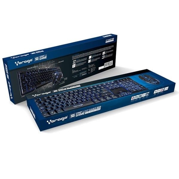 KIT GAMER VORAGO TECLADO Y RATON KM-500 USB RETROILUMINADO