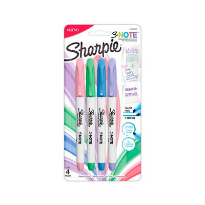 MARCADOR SHARPIE S-NOTE COLORES PASTEL C/4 2133102