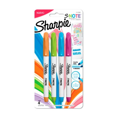 MARCADOR SHARPIE S-NOTE VARIOS COLORES C/4 2132980
