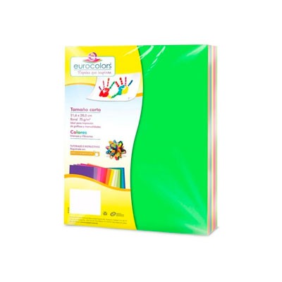 PAPEL CORTADO EUROCOLORS CARTA ARCOIRIS VIBRANTE  PAQ C/100