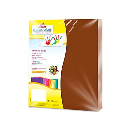 PAPEL CORTADO EUROCOLORS CARTA COLOR CAFE PAQ C/100