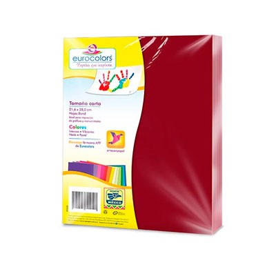 PAPEL CORTADO EUROCOLORS CARTA COLOR VINO PAQ C/100
