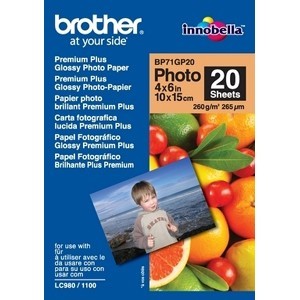 PAPEL FOTOGRAFICO BROTHER BP71GP20  4" X 6"  20 HOJAS