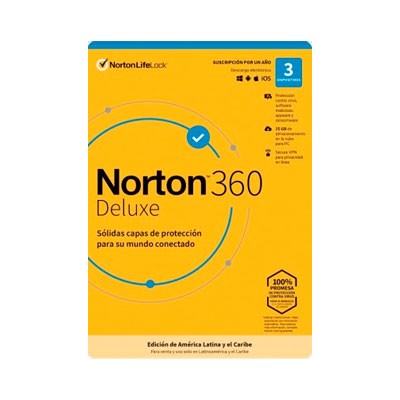 ANTIVIRUS NORTON 360 DELUXE 3 DISPOSITIVOS, 1 AÑO, TMNR-038