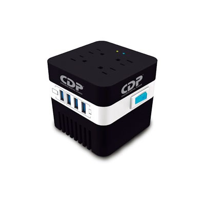 REGULADOR CDP AVR 604 CON SUPRESOR DE PICOS, 300W, 600VA, 4 CONTACTOS, 4 USB, RU-AVR-604