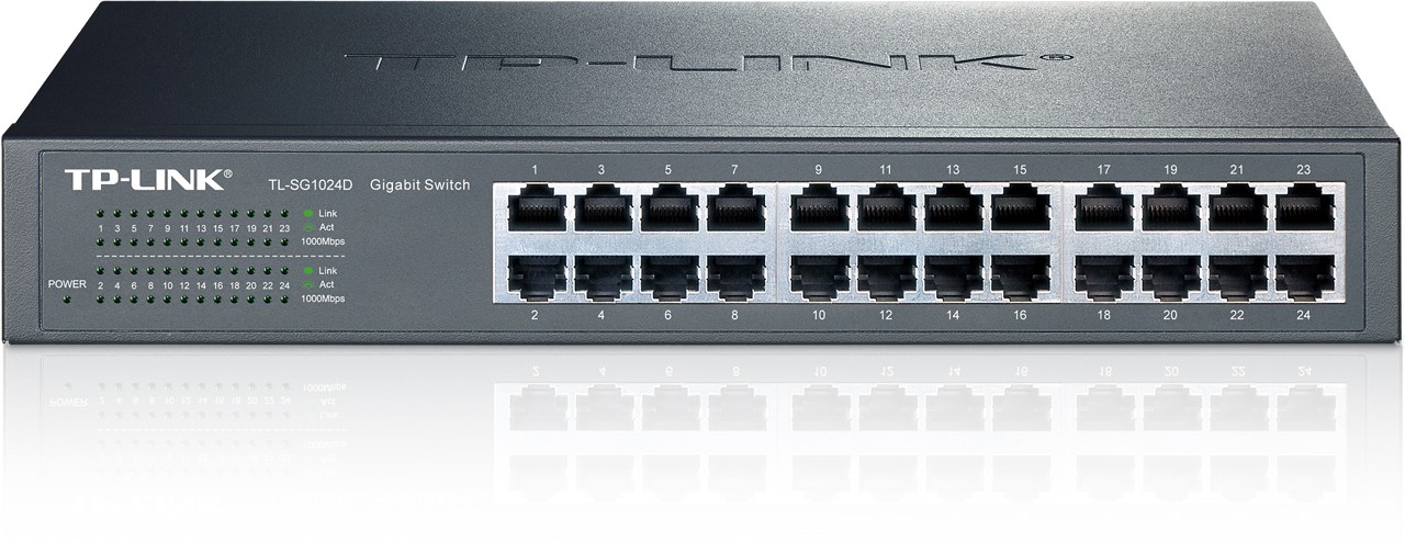 SWITCH TP-LINK GIGABIT ETHERNET TL-SG1024D, 24 PUERTOS 10/100/1000MBPS, 48 GBIT/S, 8000 ENTRADAS  NO ADMINISTRABLE