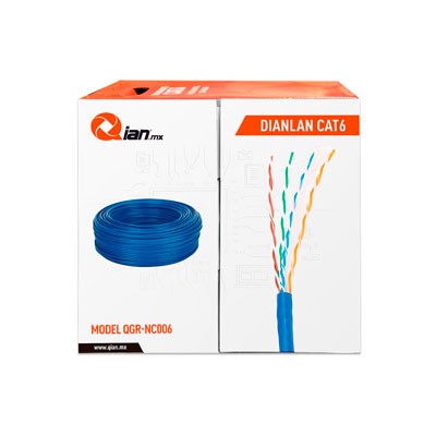 BOBINA DE CABLE QIAN CAT6 UTP, 305 METROS, AZUL, QGR-NC006